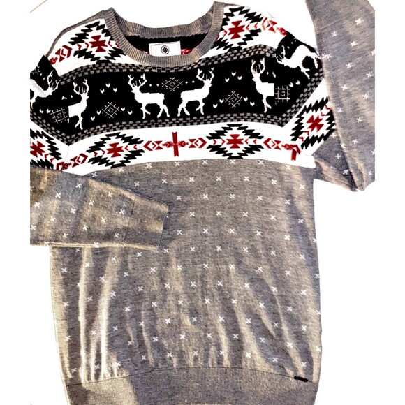 On The Byas Sweater Men's Medium Southwest Aztec Deer Crew Neck Long Sleeve - Picture 2 of 4